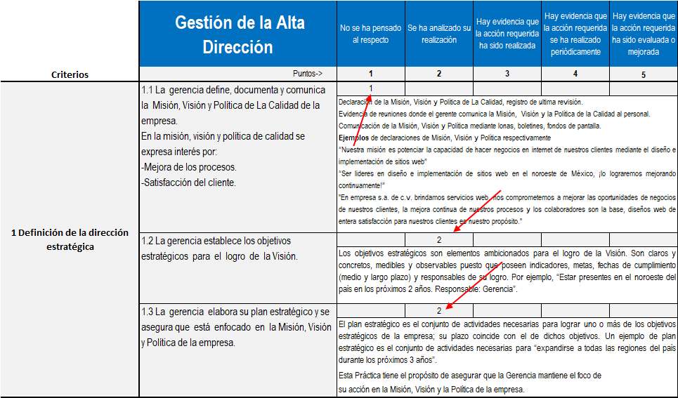 autoevaluación gestión alta dirección