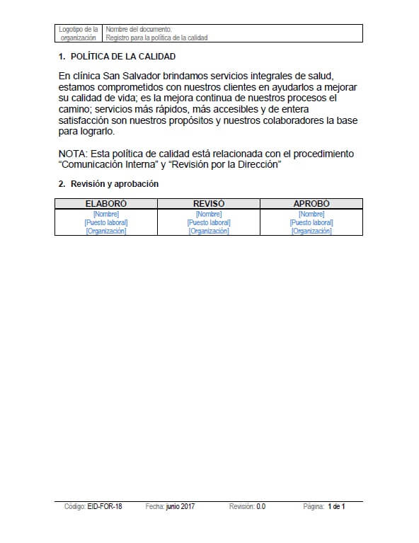 formato de registro para la politica de la calidad1