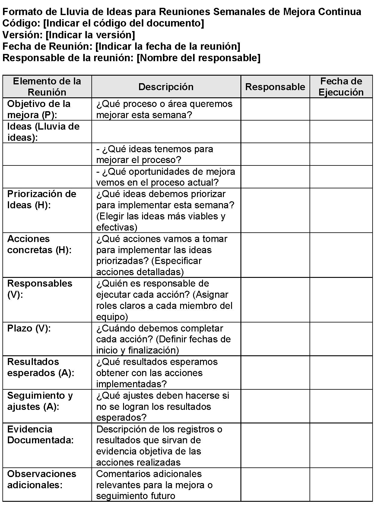 formato de lluvia de ideas pdf para mejora continua