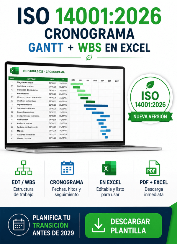 Cronograma Gantt ISO 14001:2026 en Excel